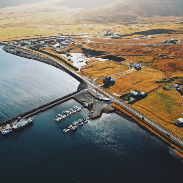 Events Guys An aerial view of a fishing village in Iceland during events.