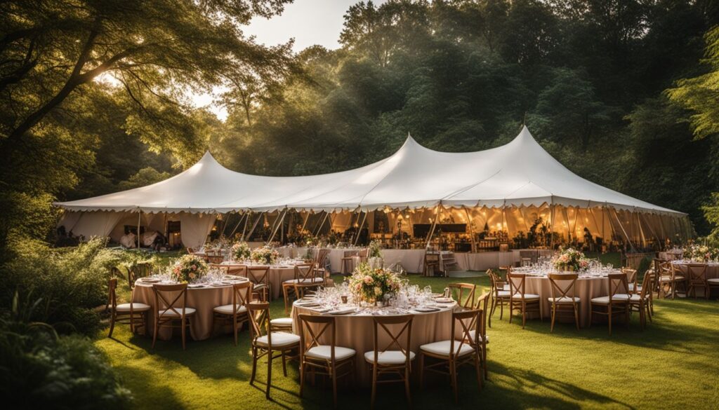 How to Choose the Perfect Event Tent for Your Next Function 2 Events Guys A tent set up for a wedding in the woods.